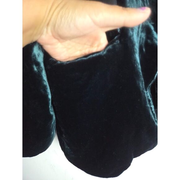 Zara Women Dark Green Velvet Lined 1 Button Single Breasted Blazer size Large - Picture 3 of 10